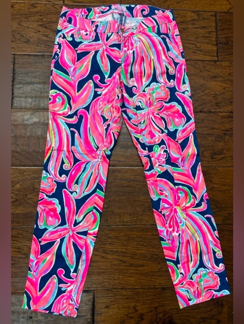 Lilly Pulitzer Kelly textured pants pink orange lavender lime sz 6